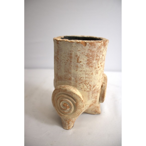 Rustic Terracotta Planter Pot with Embossed Spiral Design - Picture 2 of 3